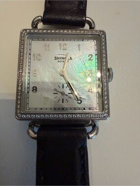 Shinola Square Mother-of-Pearl Dial Watch - Silver & Black